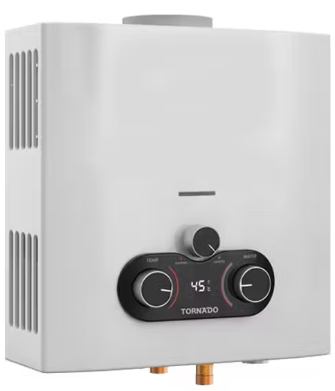 سخان مياه غاز تورنيدو ، 6 لتر ، شاشة ديجيتال ، انبوبة ، ابيض ، GHE-C06CTE-W