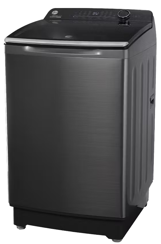 غسالة ملابس فوق اتوماتيك هوفر تحميل علوي ، 12 كيلو ، شاشة ديجيتال تعمل باللمس ، طلمبة ، سيلفر ، HWH-TLN12DSL