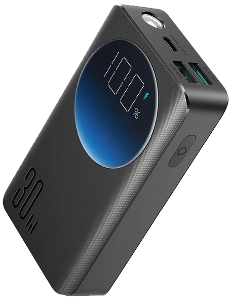 باور بانك جوي روم ميني محمول ، شحن سريع ، بطارية 10000 مللي أمبير، 30 وات ، مع فلاش لايت ، أسود ، JR-PBF01