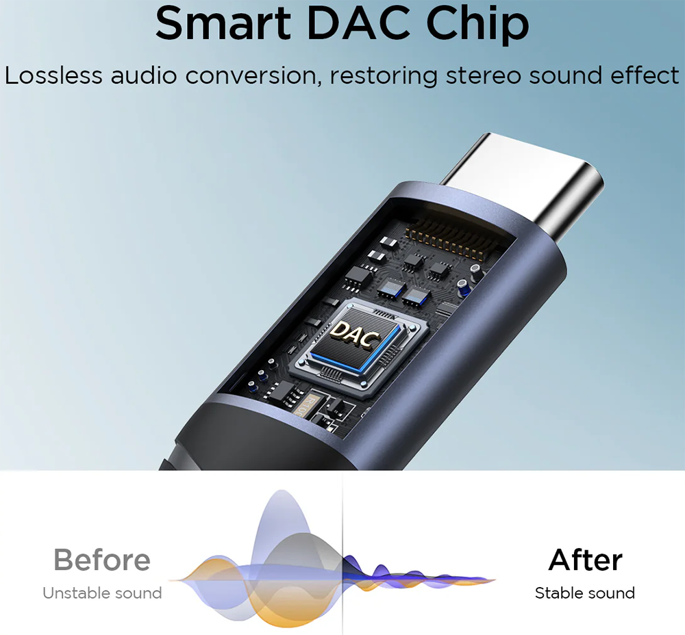 كابل محول صوت من جوي روم ، من Type-C إلى 3.5 مم ، أسود ، SY-C01