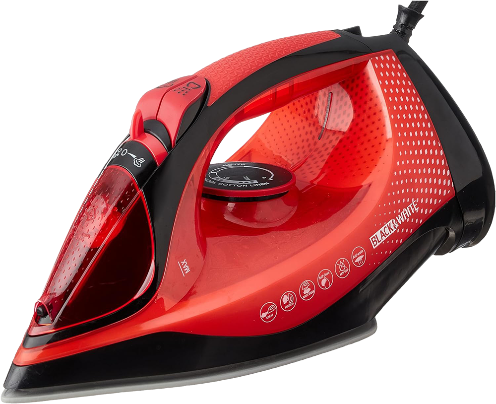 مكواة بخار بلاك اند وايت، 3100 وات، قاعدة سيراميك، أسود×أحمر، SI-3200