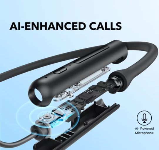 سماعات أذن لاسلكية حول الرقبة ساوندكور لايف U2i من أنكر ، مقاومة للماء IPX5 ، بلوتوث 5.0 ، شحن سريع ، أسود ، A3213H12