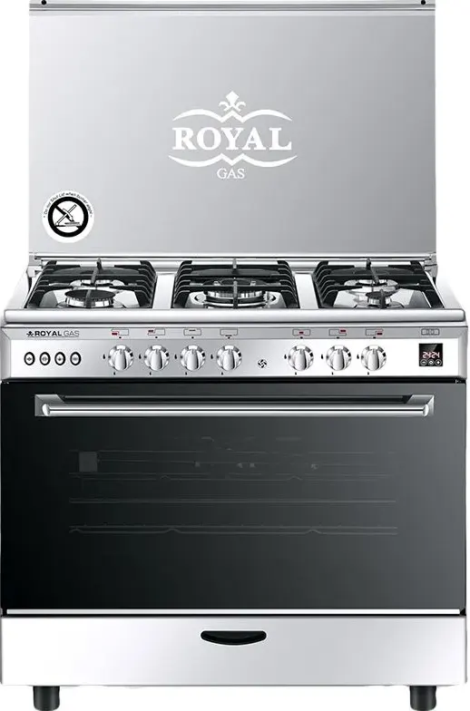 بوتاجاز رويال جاز سيزار كاست , 90 سم،  5شعلة ، مروحة، شاشة ديجيتال ، استانلس ستيل , 2010294