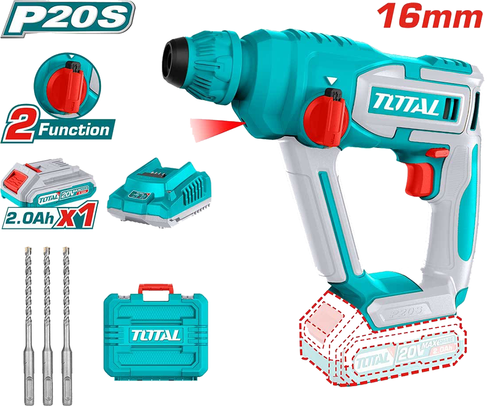 Total Tools Hilti Demolition and Drilling Hammer, 16mm Drilling Capacity, with Battery and Charger, Blue, TRHLI201681