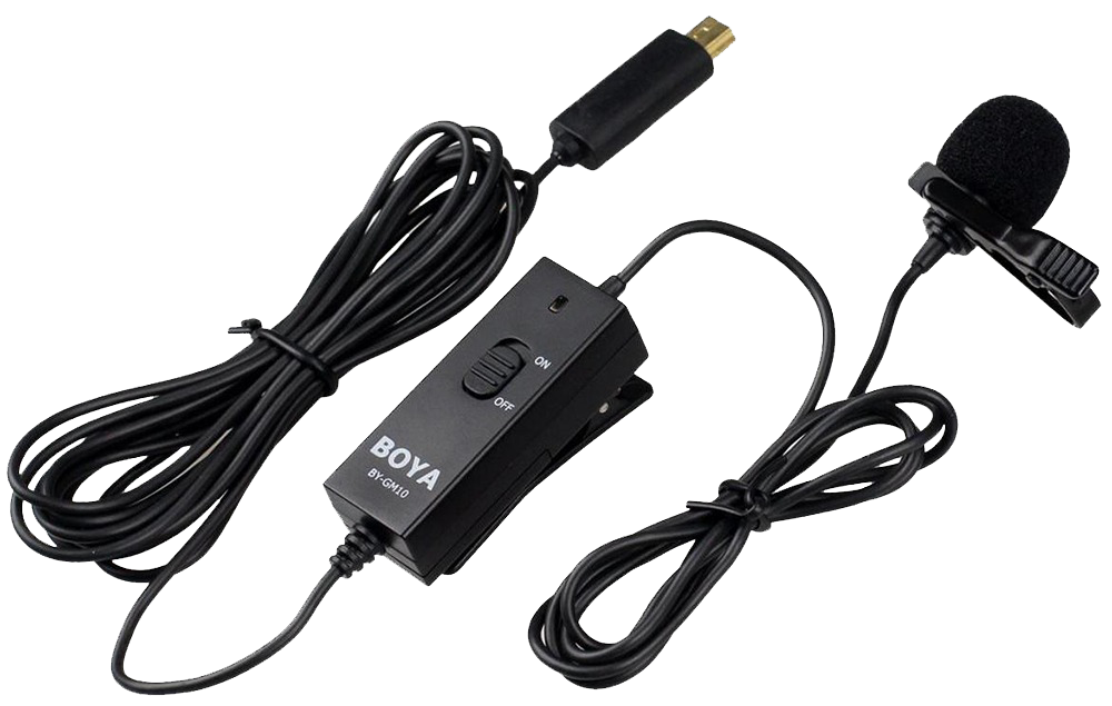 ميكروفون سلكي من بويا ، مخصص لأجهزة جو برو ، الكابل 2.8 متر ، أسود ، BY-GM10
