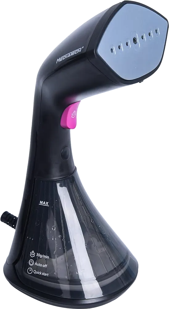 مكواة ملابس بخار ميديا تك محمولة 1630 وات، قاعدة سيراميك، لون أسود، MT-GS105