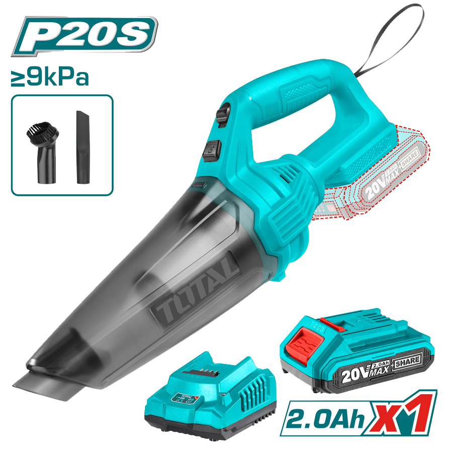 مكنسة سيارة يد من توتال تولز ، تعمل ببطارية ، 20 فولت ، 0.5 لتر ، أزرق ، TVLI20126