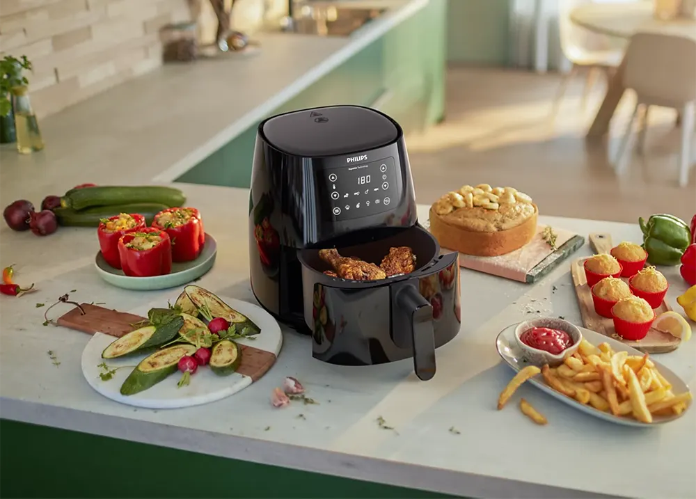 قلاية هوائية فيليبس، 1550 وات، ديجيتال، 4.1 لتر، أسود، HD9243-90 (بضمان راية)