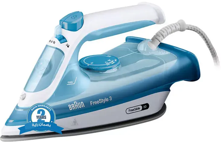 مكواة ملابس بخار براون فري ستايل 3 ، 2400 وات، قاعدة سيراميك، أزرق،FI3144BL(بضمان راية)