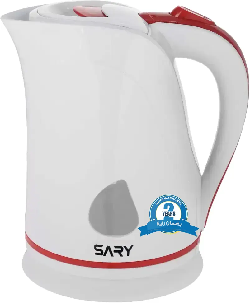 غلاية مياه كهربائية بلاستيك ساري، 2 لتر، 1500 وات، أبيض×أحمر، SRK-PLW21032(بضمان راية)