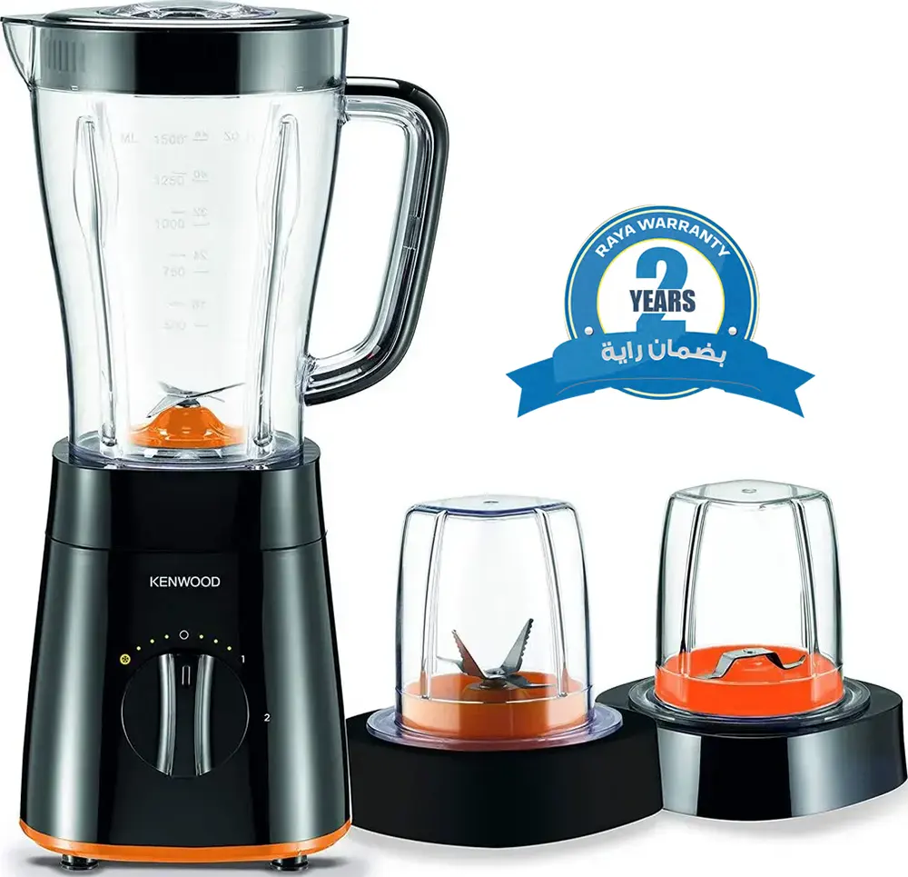 خلاط كهربائي كينوود، 500 وات ،1.5 لتر ، 2 مطحنة ،أسود ،BLP15.360BK،(ضمان راية)
