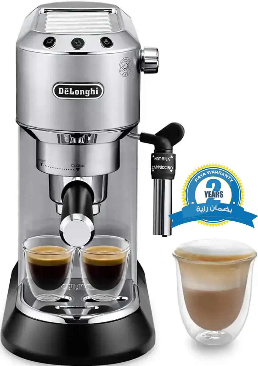 Delonghi Espresso Machine, 15 Bar, 1300 Watt, Silver, EC685M, (With Raya Warranty)