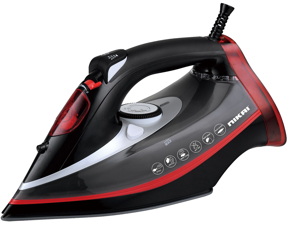 مكواة ملابس بخار نيكاى ، 2800 وات ، 360 ملي ، قاعدة سيراميك ، أسود × أحمر ، NESI300L