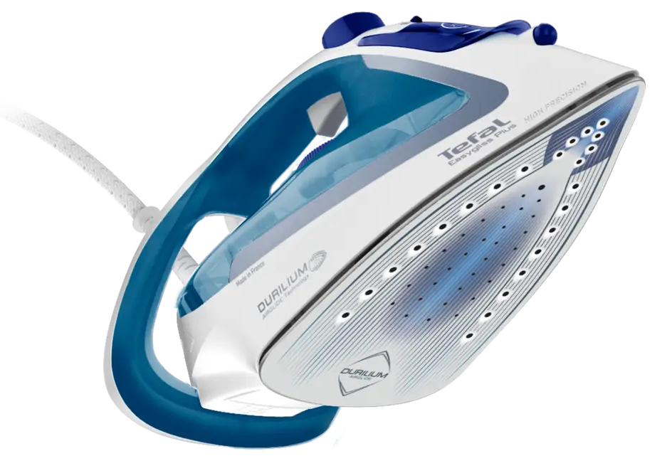 مكواة ملابس بخار تيفال ، 2700وات ، 270 ملي ، قاعدة سيراميك ، أبيض - أزرق ، FV5751E0