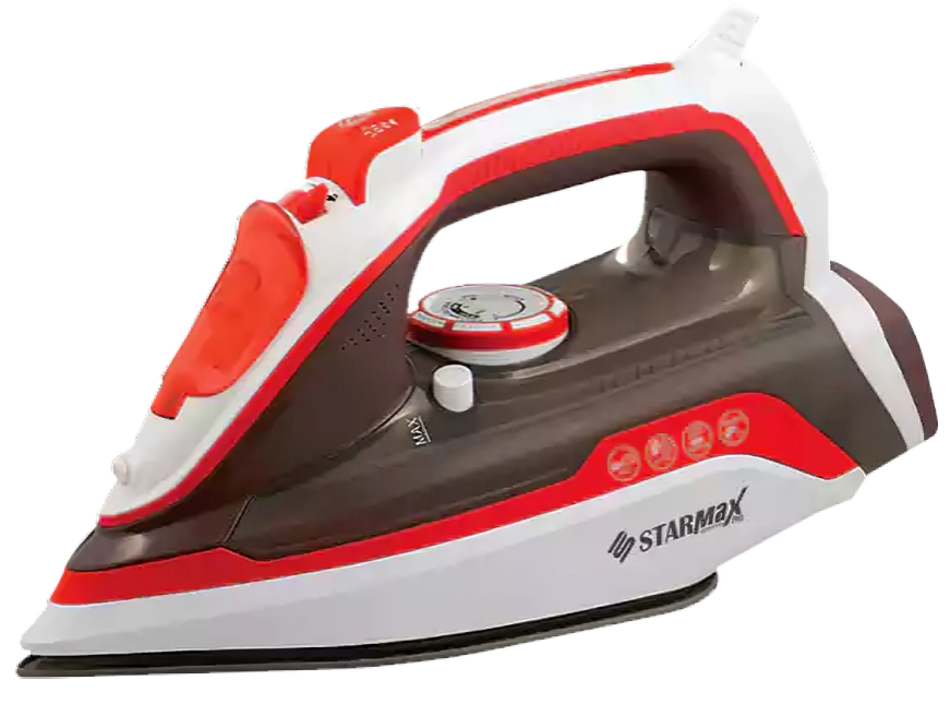 مكواة ملابس بخار ستار ماكس ، 2200 وات ، قاعدة سيراميك ، أحمر × أسود ، SM-4017