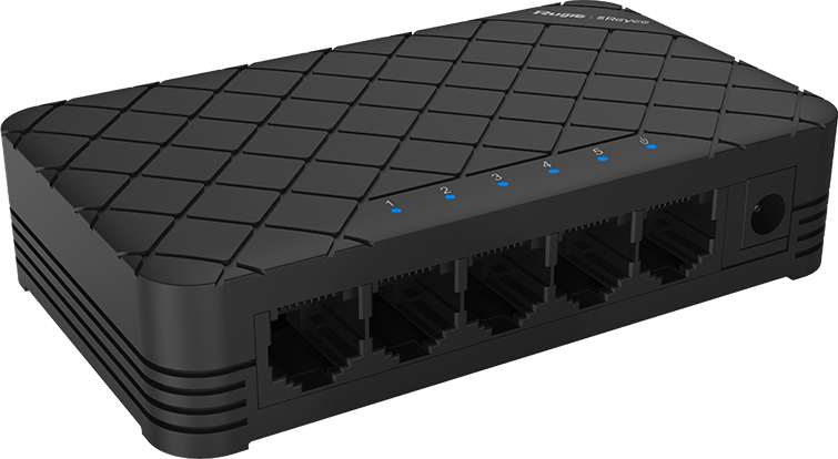 سويتش بلاستيكي من روجي ، 5 منافذ ، بسرعة 10-100 ميجابت في الثانية ، غير مُدار ، أسود ، RG-ES05