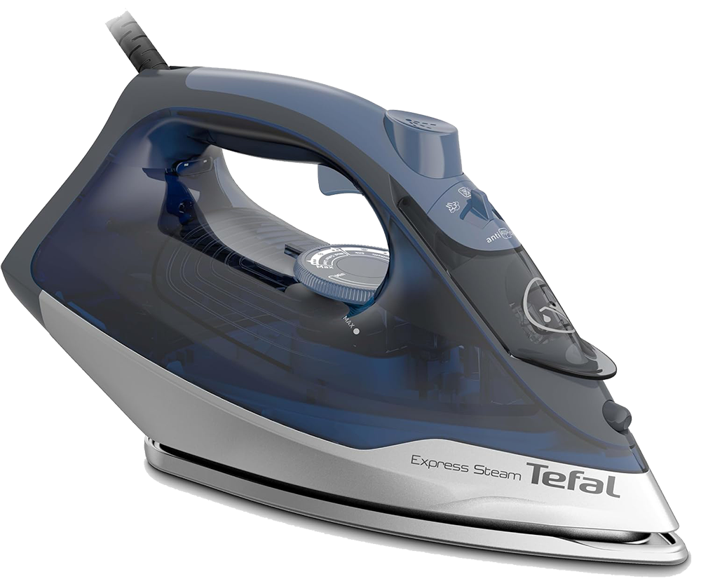 مكواة ملابس بخار تيفال اكسبريس ستيم ، 2500 وات ، 270 ملي ، قاعدة سيراميك ، أزرق ، FV2868E2