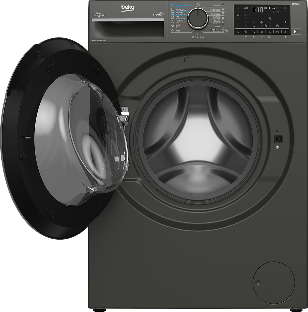غسالة ملابس فول أوتوماتيك بيكو تحميل أمامي ، 8 كيلو ، بالمجفف 5 كيلو ، 1400 لفة ، انفرتر ، شاشة ديجيتال ، رمادي ، BWD08520MCI