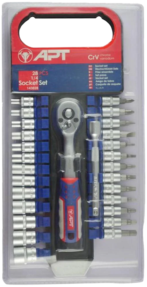 APT Screwdrivers bit set, 1-4", 4-14mm, 28 Pieces, CR-V 5 143028 (With Aansia Warranty)