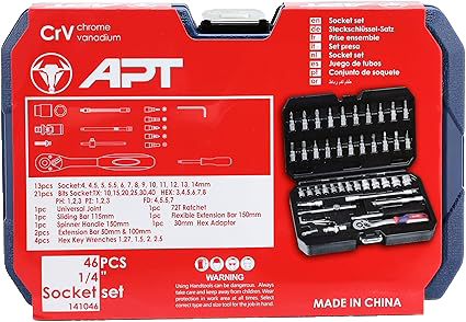 APT Screwdrivers Thread and Bit Set, 1-4", 46 Pieces, CR-V 141046 (With Aansia Warranty)