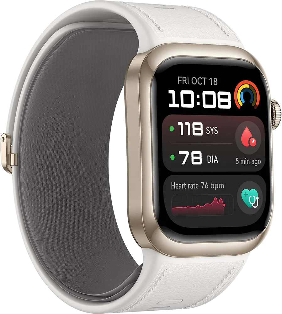 ساعة هواوي D2 الذكية ، شاشة 1.82 بوصة AMOLED ، بلوتوث ، مقاومة للماء ، سوار من المطاط الفلوري، أبيض