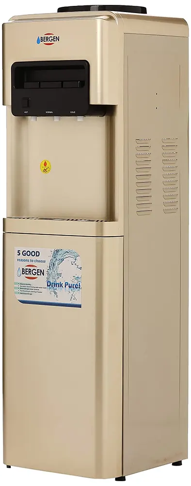 مبرد مياه بيرجن، 3 حنفية، بارد + ساخن + عادي، ثلاجة، ذهبي، BYB 518