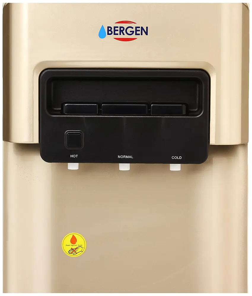مبرد مياه بيرجن، 3 حنفية، بارد + ساخن + عادي، ثلاجة، ذهبي، BYB 518