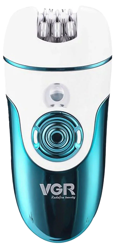 ماكينة ازالة شعر في جي أر حريمي 4x1 ، للوجة والجسم ، قابلة للشحن ،  للاستخدام الرطب والجاف ، أبيض - أزرق ، V-700