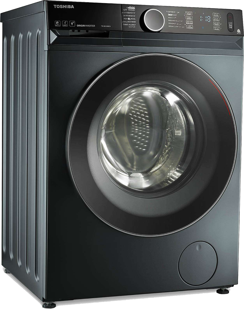غسالة ملابس فول اوتوماتيك توشيبا تحميل أمامي ، سعة تحميل 10.5 كجم ، سعة تجفيف: 7 كجم ، شاشة ديجيتال ، انفرتر، واي فاي ، رمادي ، TWD-BM115GF4EG (MK) ( بضمان ميراكو )