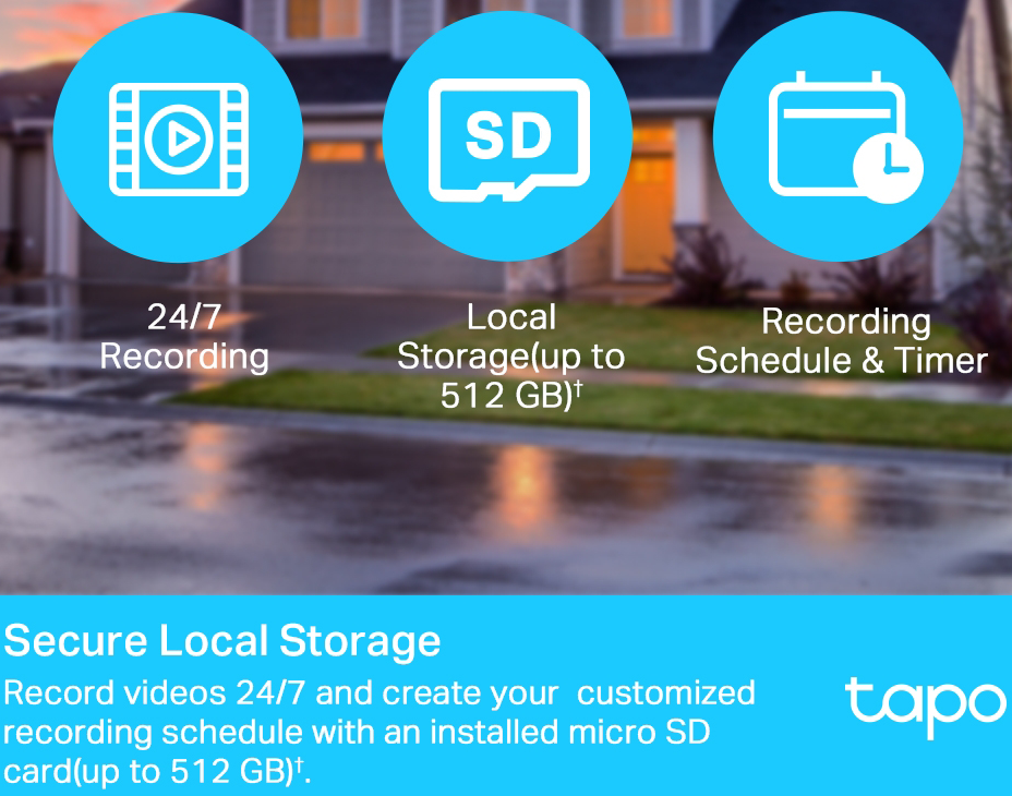 كاميرا مراقبة خارجية تابو من تي بي لينك ، تغطية 360° ، دقة 1080 ، عدسة 3.89مم ، واي فاي ، مقاومة للماء ، C500
