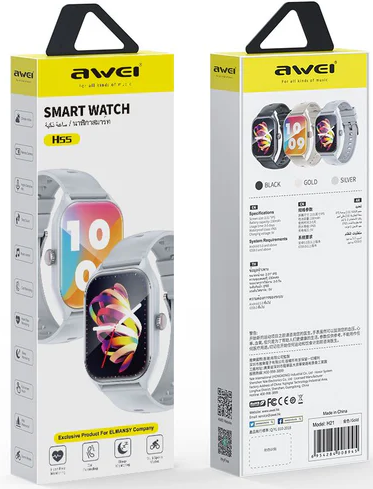 ساعة اوي الذكية ، 2.01 بوصة ، شاشة TFT ، مكالمات بلوتوث ، مقاومة للماء ، فضي، H55