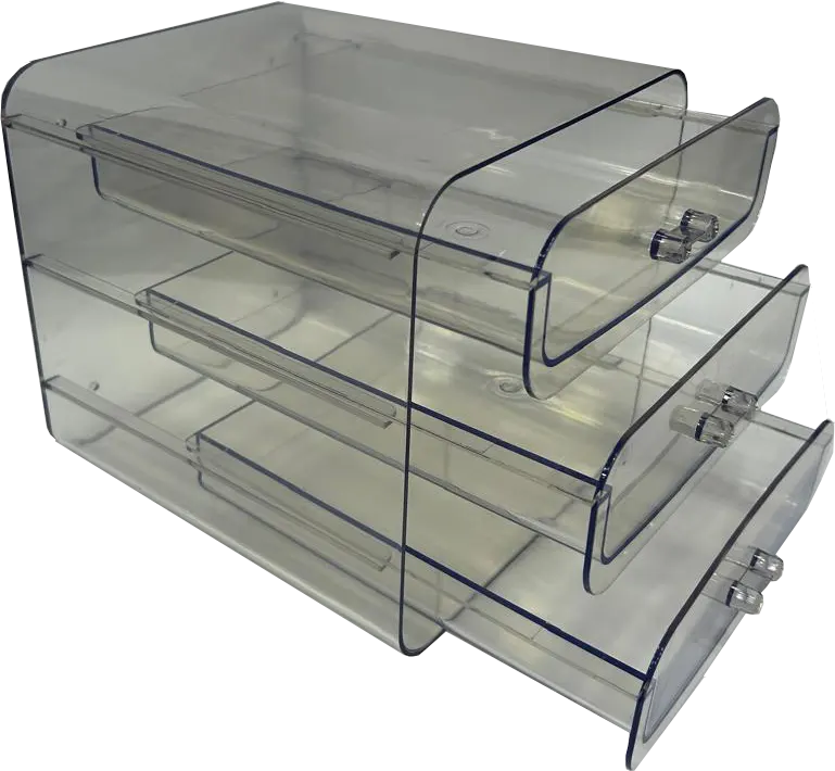 منظم مكياج أكريليك مكون من 3 ادراج، شفاف