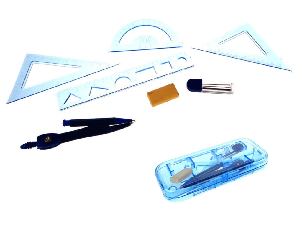 طقم أدوات هندسية مدرسية 2 باب، أزرق XBS.3008