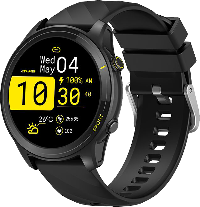 ساعة اوي الذكية ، 1.52 بوصة ، مقاومة للماء ، شحن لاسلكي، مكالمات بلوتوث، أسود ، H56