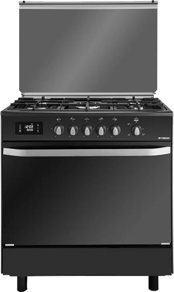 بوتاجاز فريش هامر 90*60 سم، 5 شعلة، شاشة ديجيتال تاتش، أمان كامل، مروحة تبريد، اسود