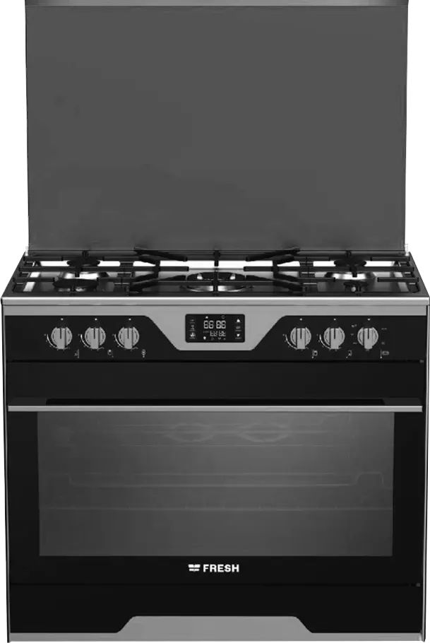 بوتاجاز فريش مودينا، 90 × 60 سم، 5 شعلة، أمان كامل، حوامل زهر، فضي * أسود، 11744