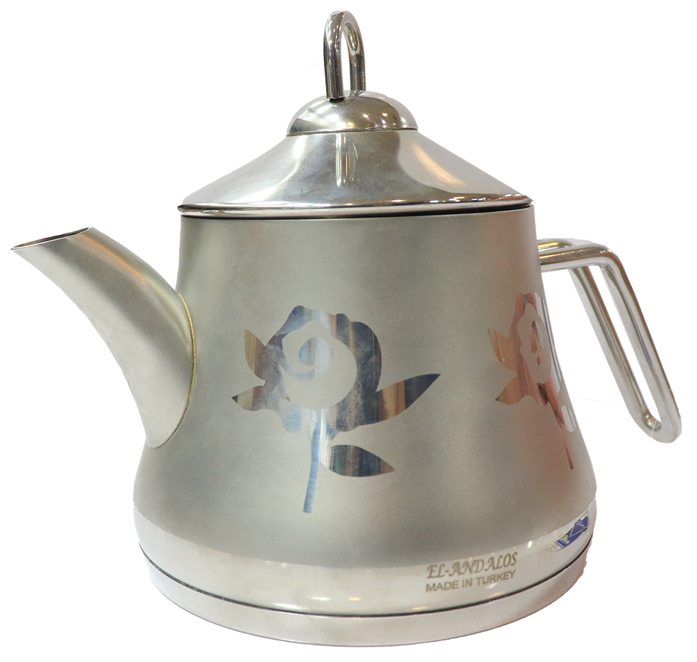 براد شاي تركي الاندالس ، سعة 1 لتر ، استانلس ستيل ، سيلفر مصنفر