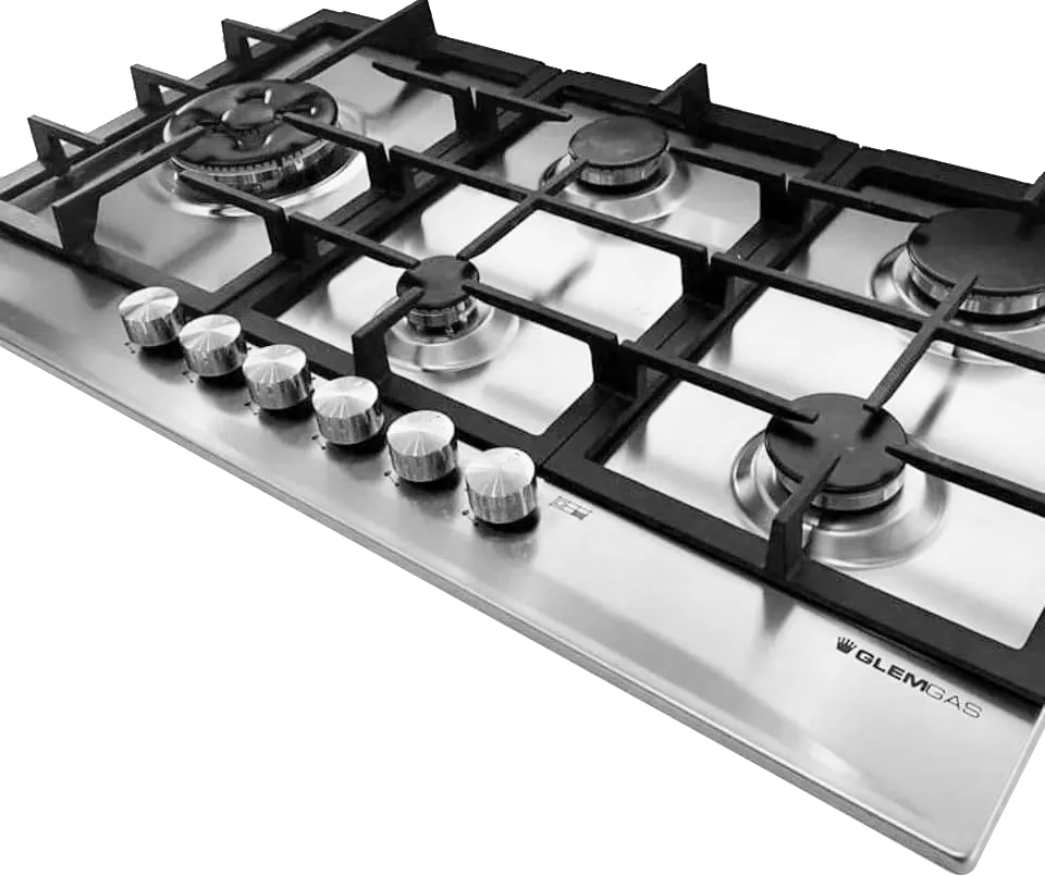 بوتاجاز مسطح بلت إن جليم جاز 90 سم ، 5 شعلة، أمان كامل، حوامل زهر، استانلس ستيل، فضي، GT951HIX