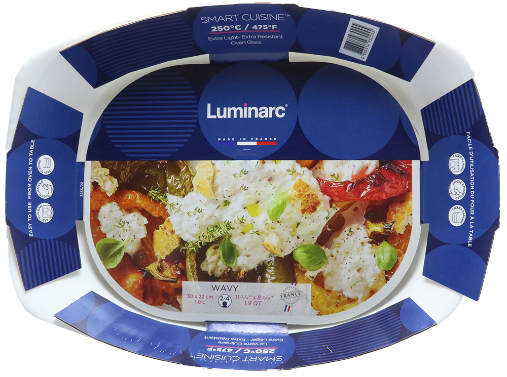 طاجن لومينارك مستطيل ويفي ، مقاس 30 * 22 سم ، أبيض ، موديل 1463