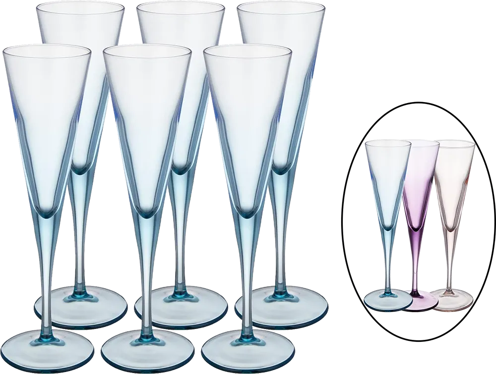 طقم كاسات زجاج 6 قطعة، الوان متعددة، موديل PA.44305