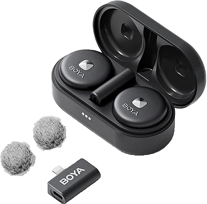 ميكروفون لاسلكي من بويا ، ثنائي القناة ، Lightning ، أسود ، OMIC-D