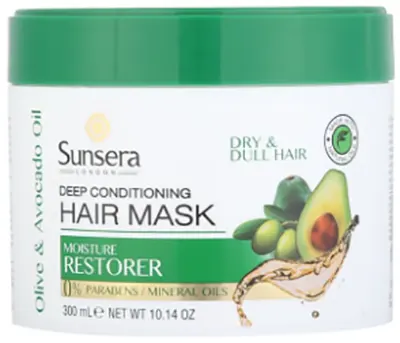ماسك شعر صن سيرا ماسك ترطيب للشعر بزيت الزيتون والأفوكادو، 300 مل