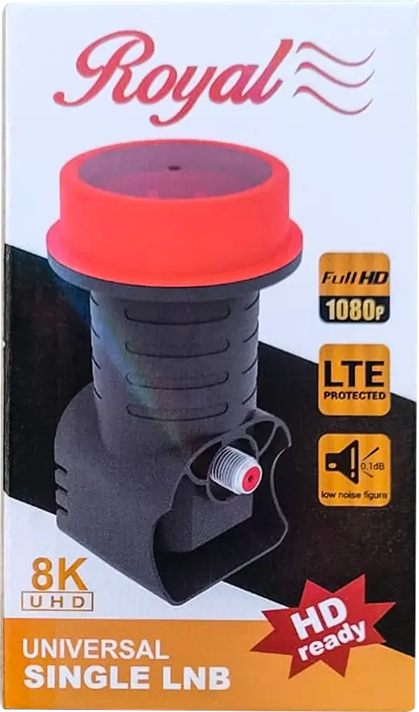 عدسة طبق دش رويال، واحد مخرج، جودة FHD، لون أسود