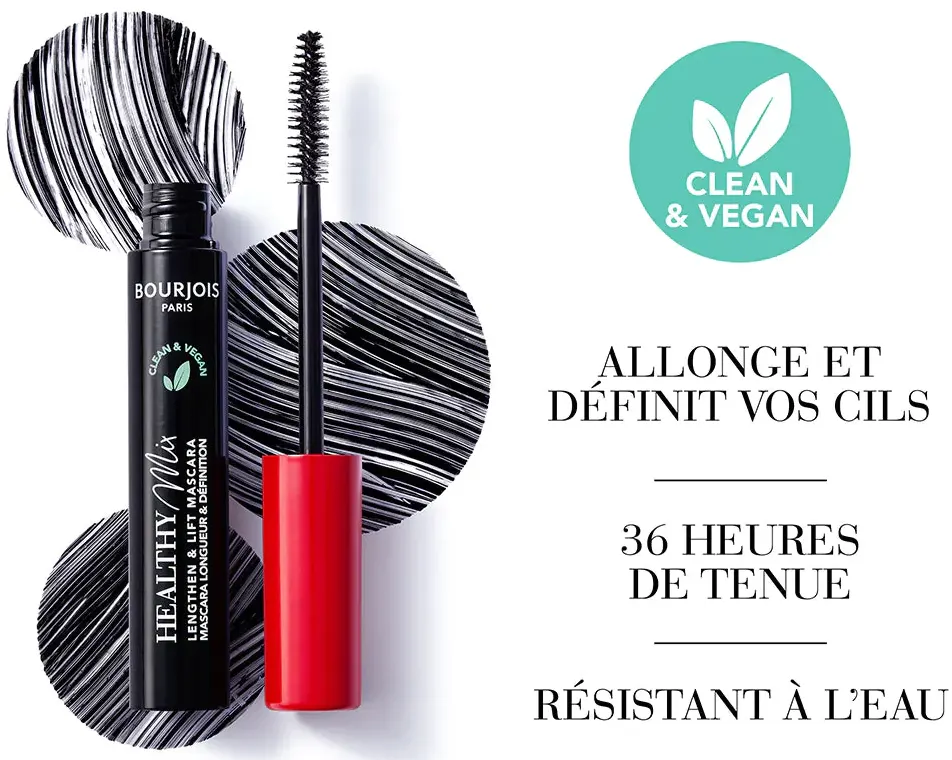 ماسكرا برجوا هيلثي ميكس كلين لتطويل ورفع الرموش، 001 اسود