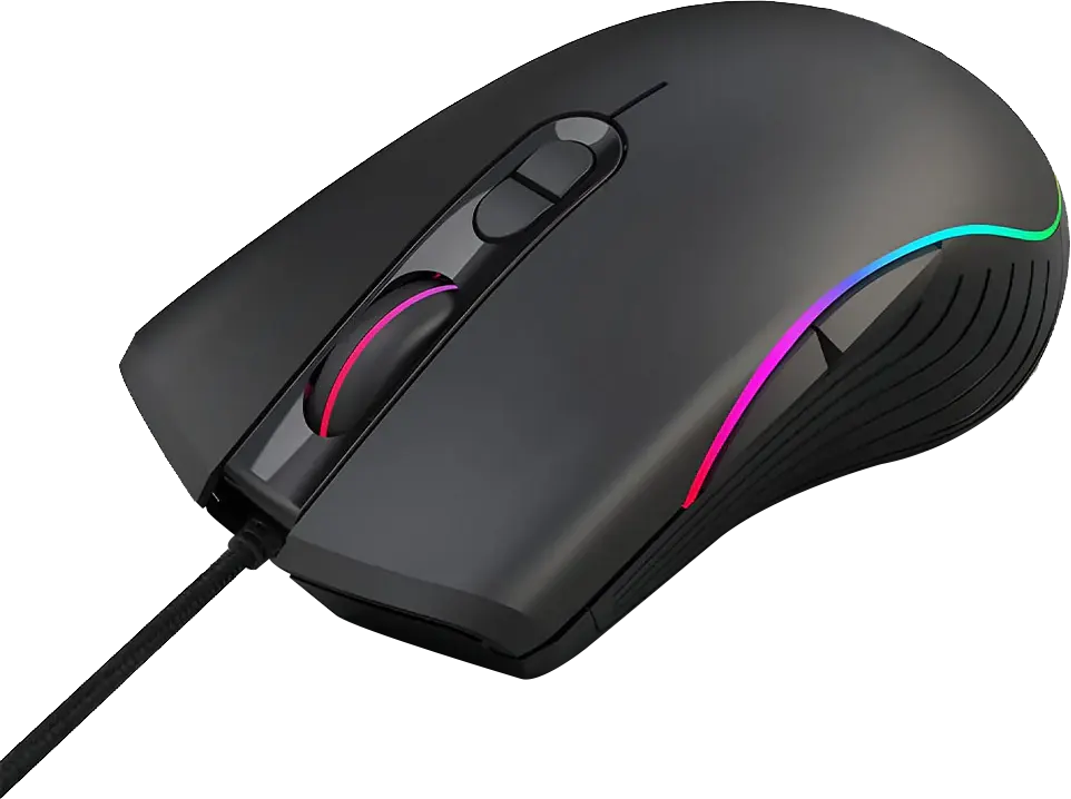 ماوس ألعاب سلكي جاما، 6400 نقطة في البوصة، USB، ضوء RGB، أسود، M-24