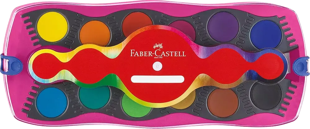 طقم الوان مائية اقراص فابر كاسيل كونكتور 12 لون، انبوبة جليتر، ألوان متعددة