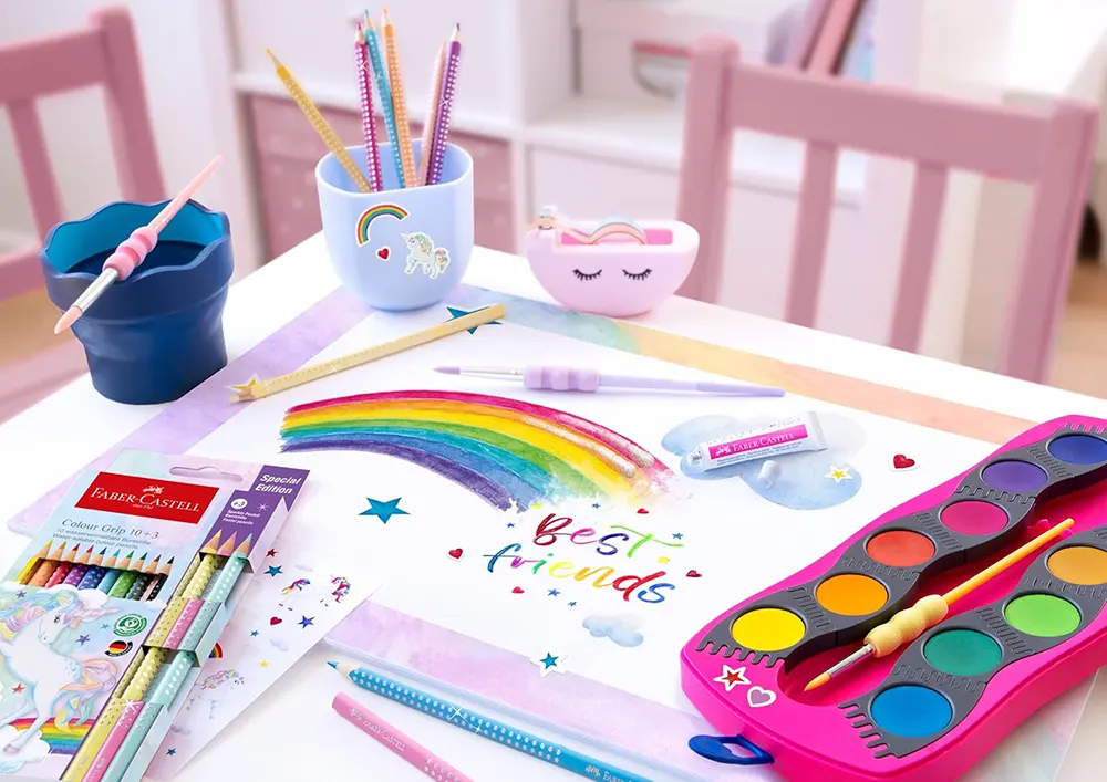 طقم الوان مائية اقراص فابر كاسيل كونكتور 12 لون، انبوبة جليتر، ألوان متعددة