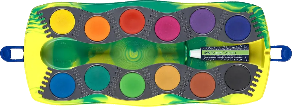 طقم الوان مائية اقراص فابر كاسيل كونكتور 12 لون، انبوبة جليتر، ألوان متعددة