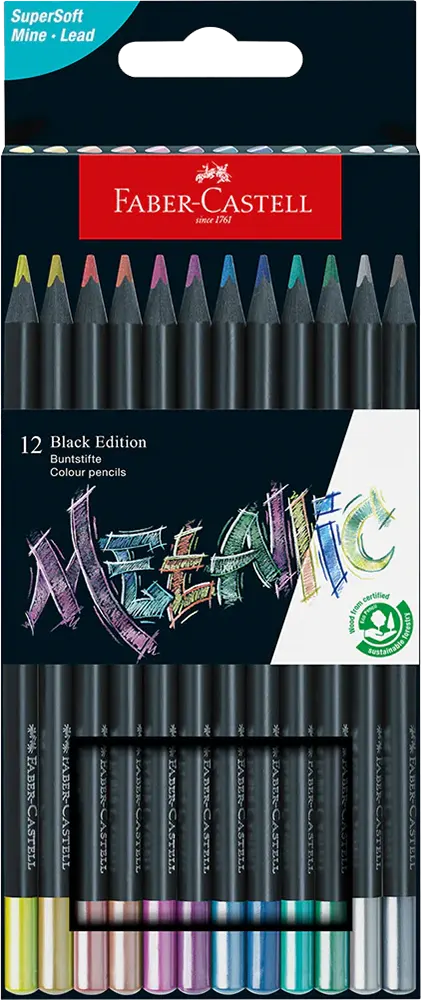 طقم الوان خشب فابر كاسيل 12 لون طويل، ألوان متعددة، موديل 116415