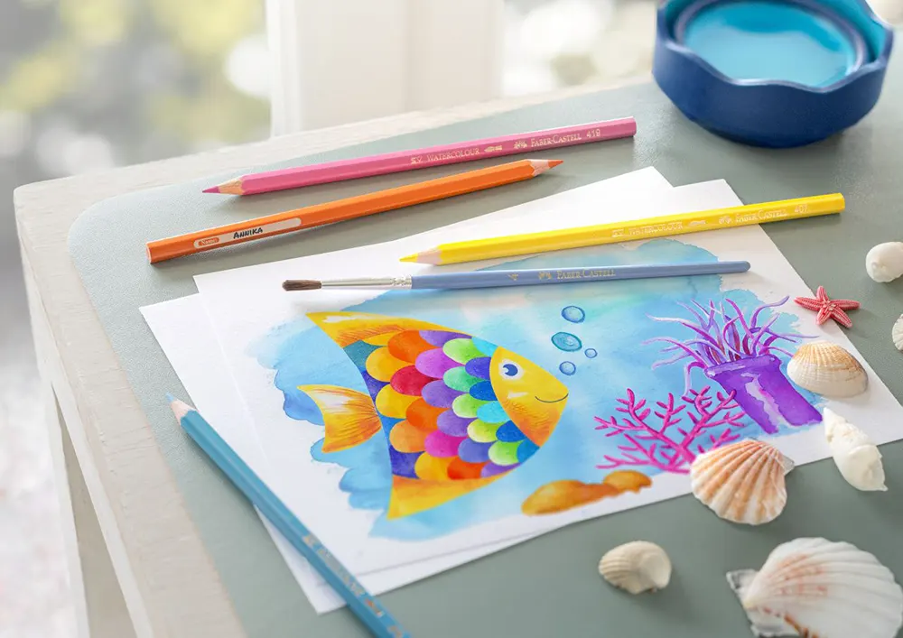 طقم اقلام الوان مائية خشب فابر كاسيل كلاسيك كلر، 48 لون ،فرشاة ، ألوان متعددة